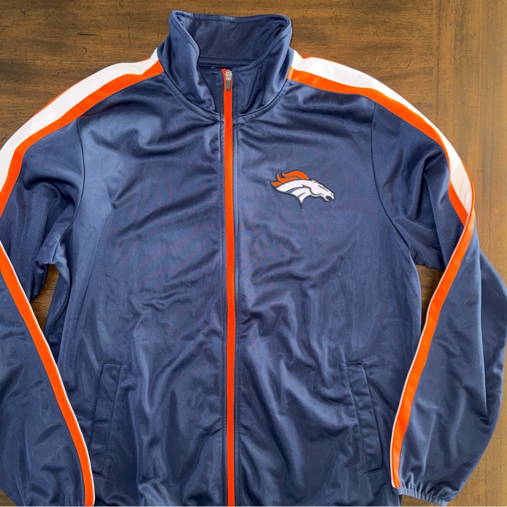 Denver Broncos Men's Track Jacket Full Zip Blue/Navy/White/Orange Size XL NFL